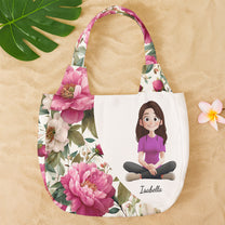 Gift For Her Daughter Friend Birthday Flower Self Gift - Personalized Round Tote Bag