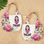 Gift For Her Daughter Friend Birthday Flower Self Gift - Personalized Round Tote Bag