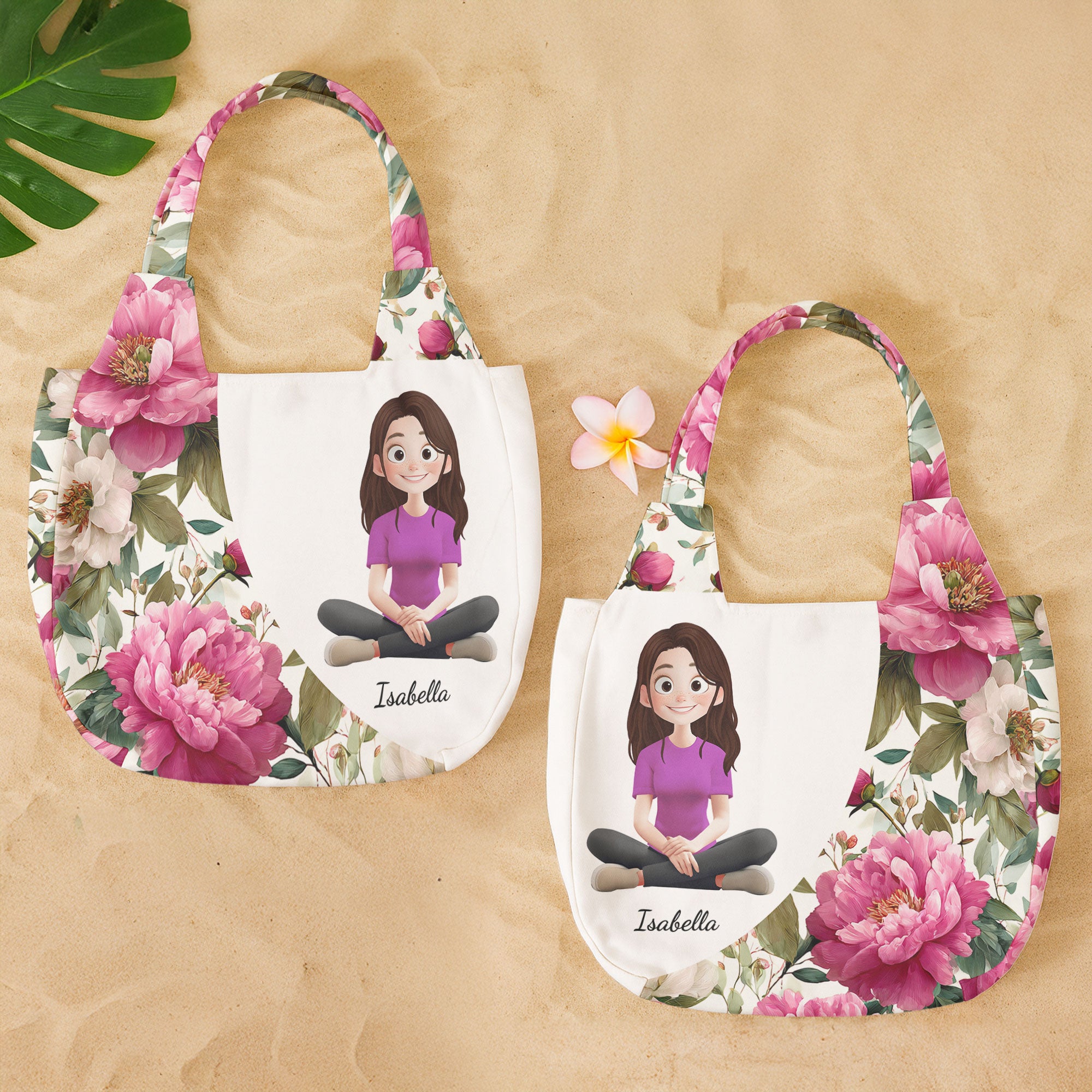 Gift For Her Daughter Friend Birthday Flower Self Gift - Personalized Round Tote Bag