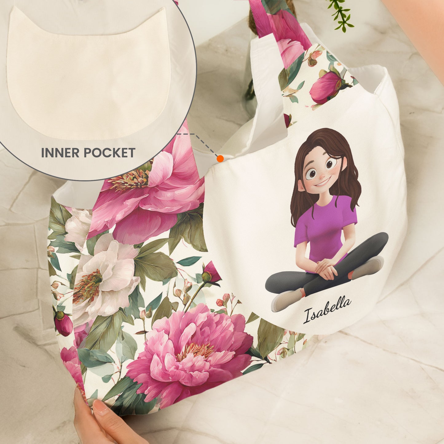 Gift For Her Daughter Friend Birthday Flower Self Gift - Personalized Round Tote Bag