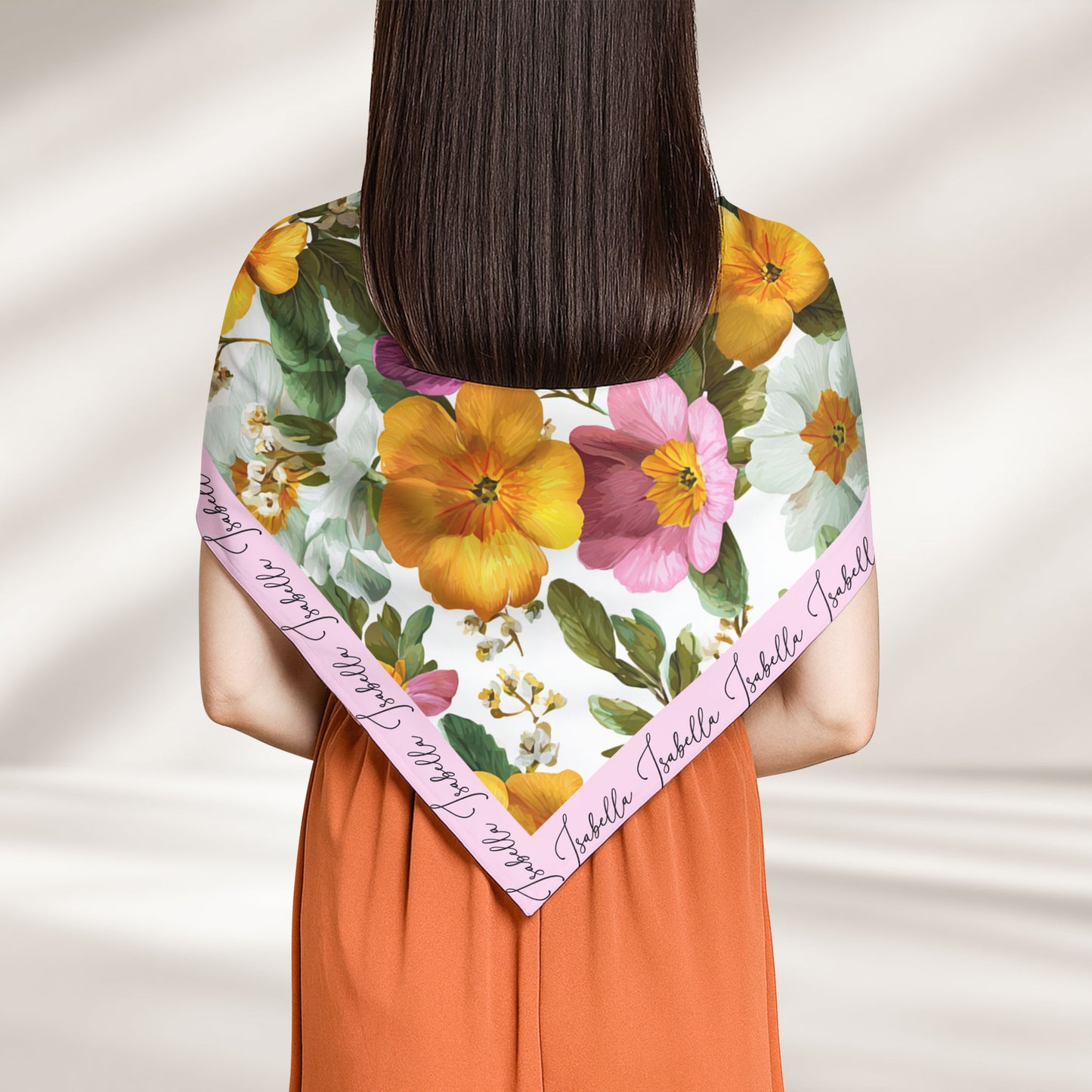 Gift For Her Daughter Friend Birthday Flower Self Gift - Personalized Satin Scarf