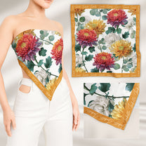 Gift For Her Daughter Friend Birthday Flower Self Gift - Personalized Satin Scarf