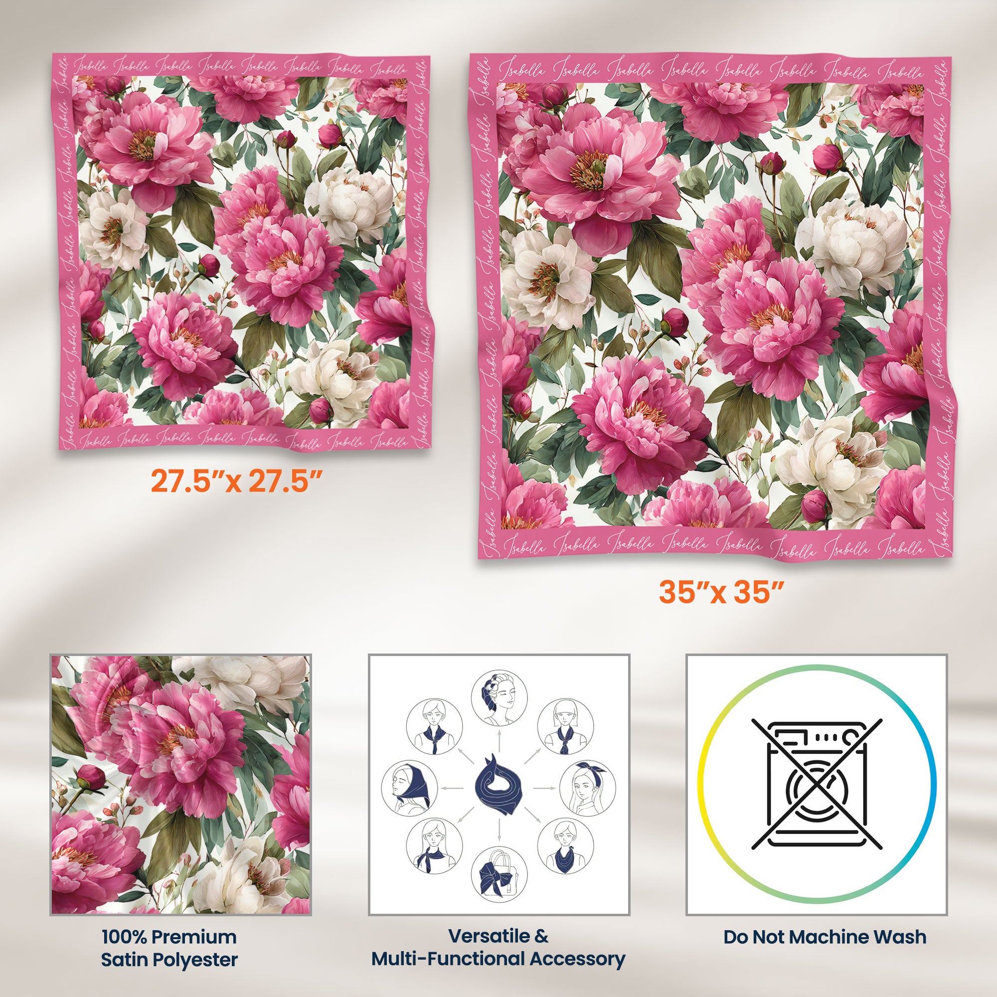Gift For Her Daughter Friend Birthday Flower Self Gift - Personalized Satin Scarf