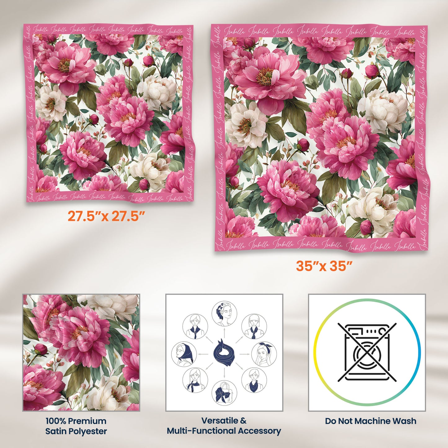 Gift For Her Daughter Friend Birthday Flower Self Gift - Personalized Satin Scarf