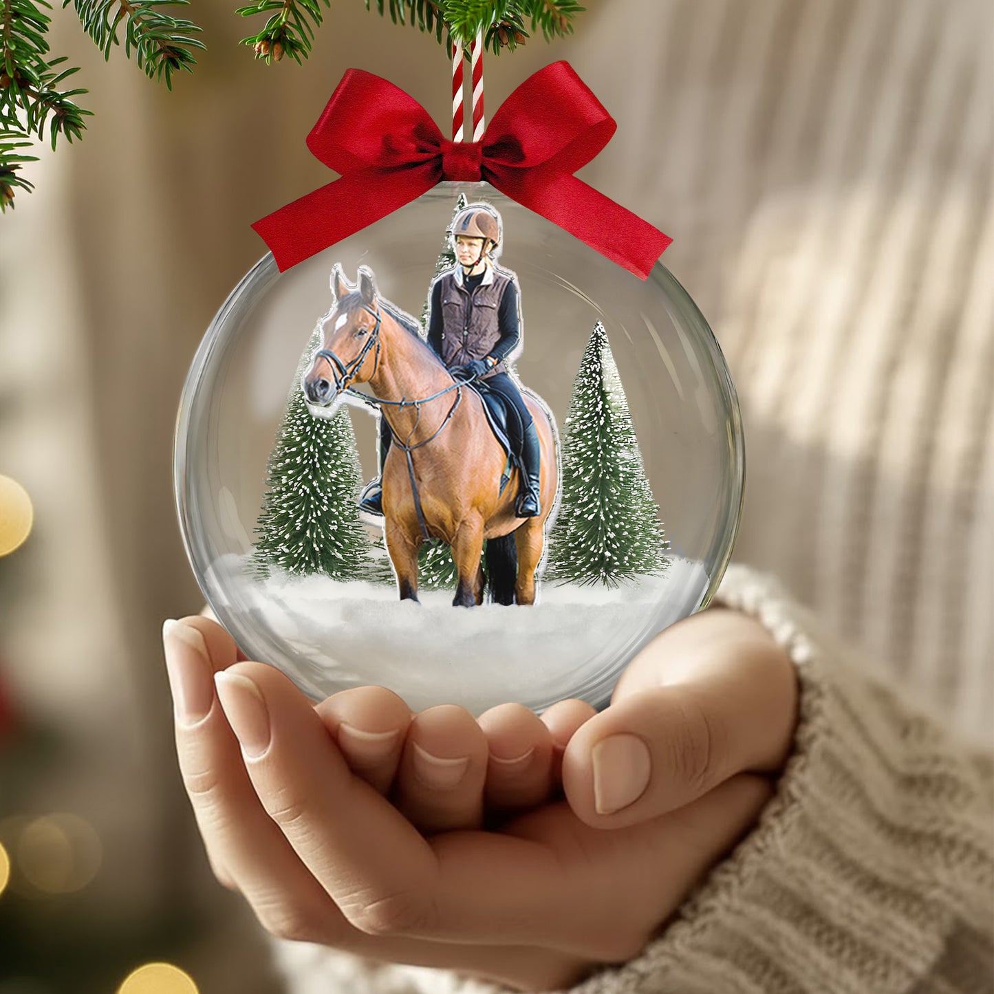 Gift For Horse Lovers - Personalized Christmas Ball Photo Ornament