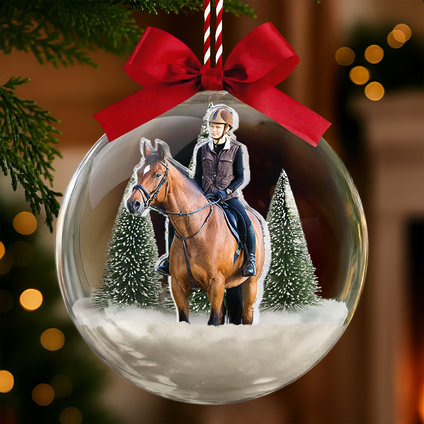 Gift For Horse Lovers - Personalized Christmas Ball Photo Ornament
