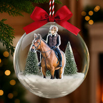 Gift For Horse Lovers - Personalized Christmas Ball Photo Ornament