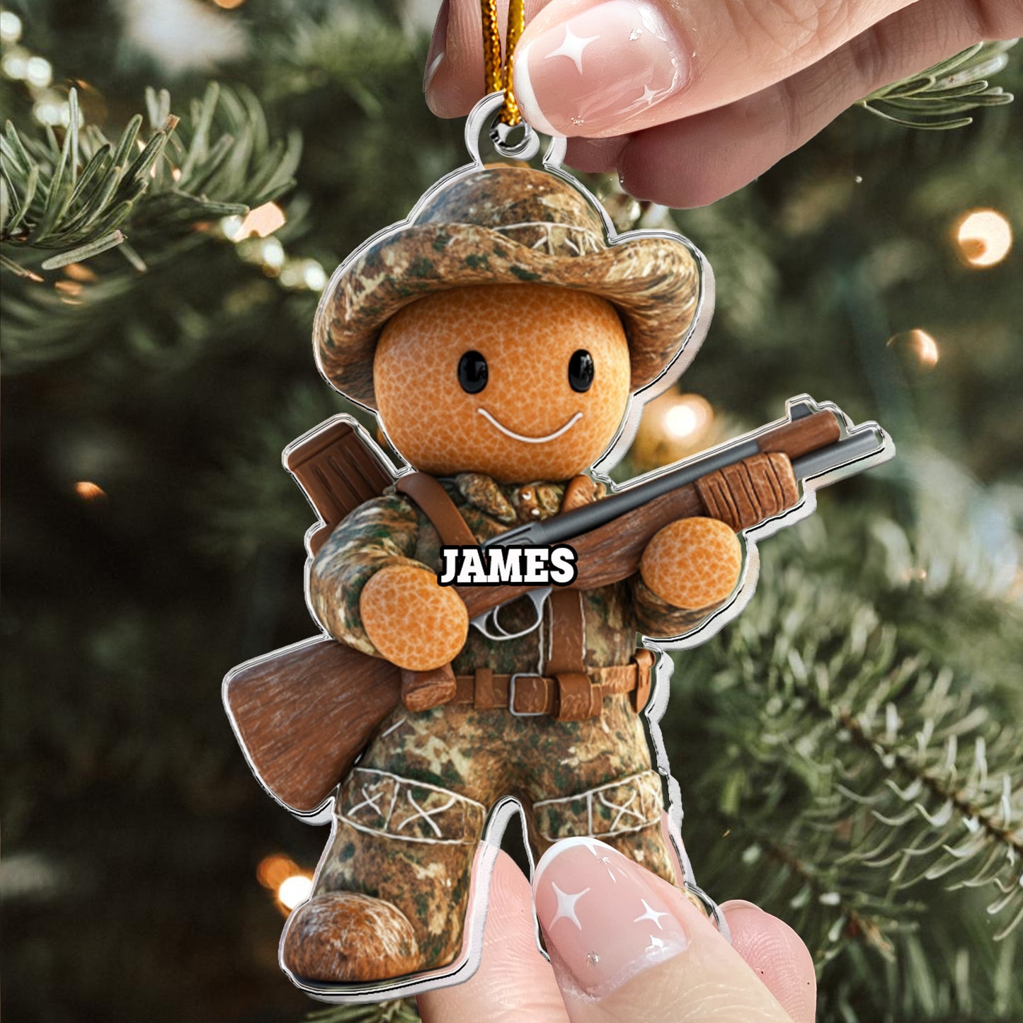 Gift For Hunting Lovers Gingerbread - Personalized Acrylic Ornament