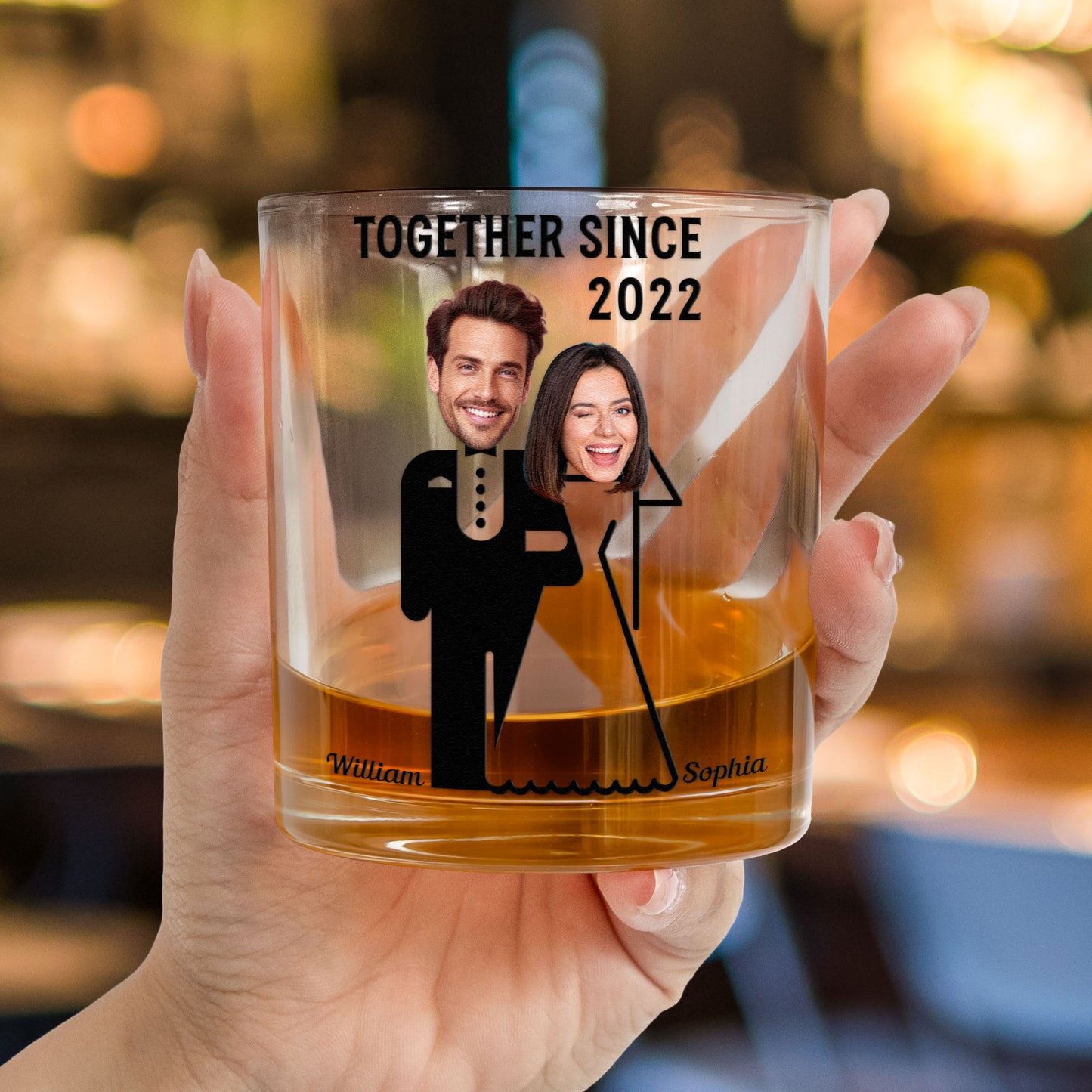 Gift For Husband You Lucky Bastard - Personalized Photo Whiskey Glass