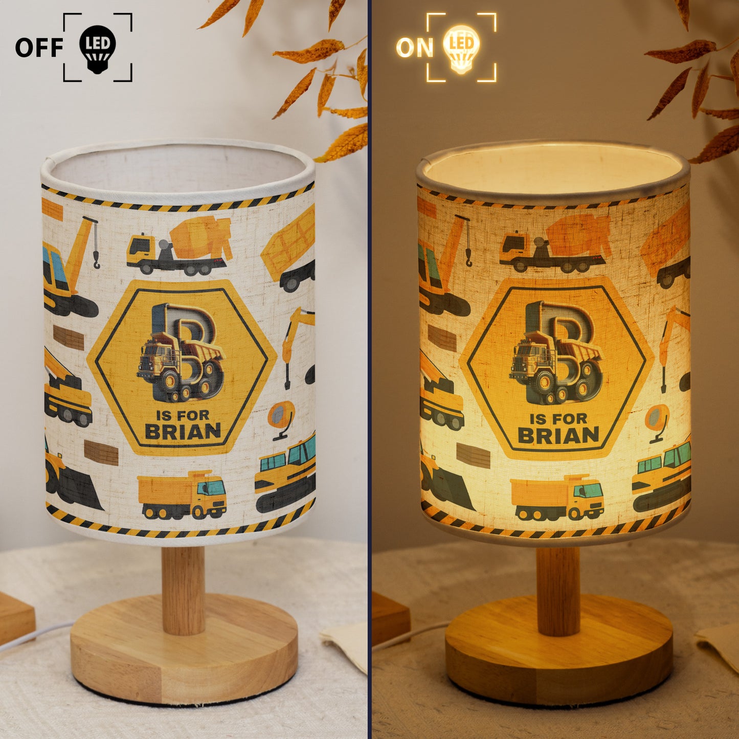 Gift For Kid Construction, Monster Truck, Unicorn Letter - Personalized Fabric Lamp