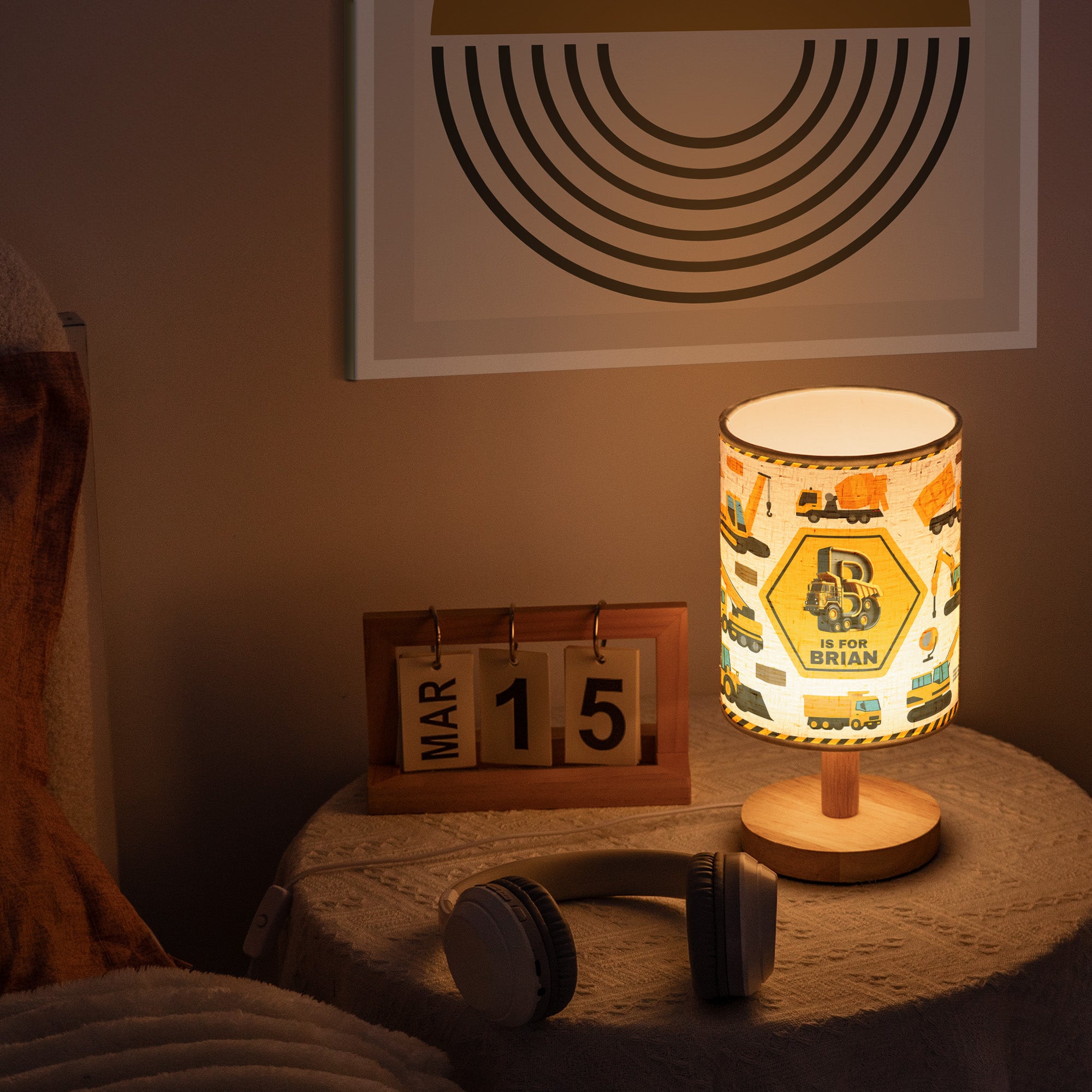 Gift For Kid Construction, Monster Truck, Unicorn Letter - Personalized Fabric Lamp