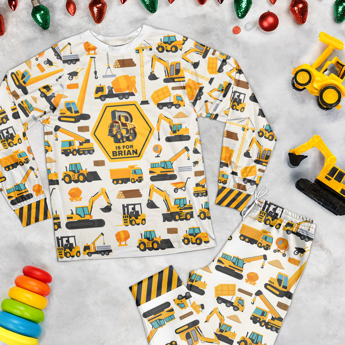 Gift For Kid Construction, Monster Truck, Unicorn Letter - Personalized Pajama Set