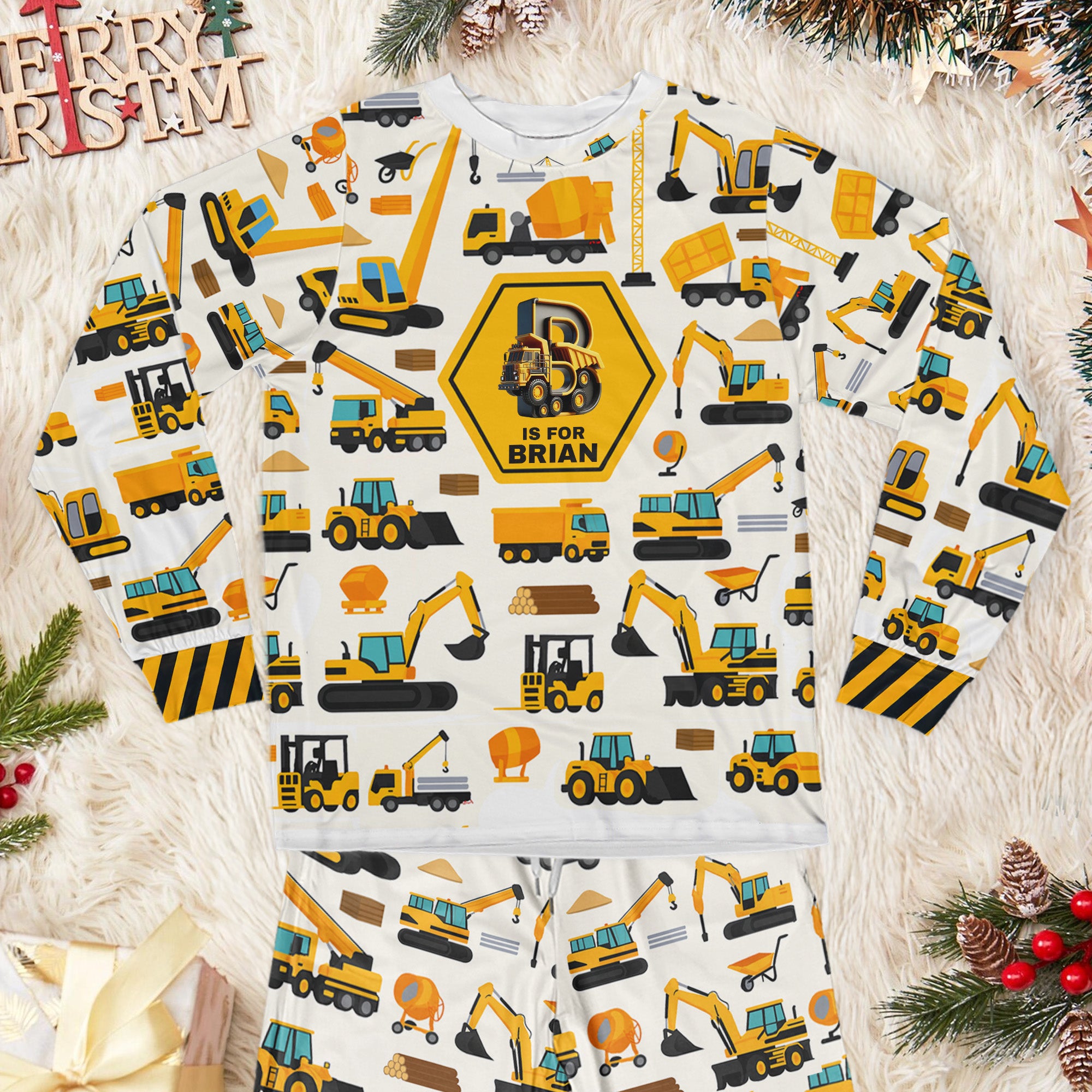 Gift For Kid Construction, Monster Truck, Unicorn Letter - Personalized Pajama Set