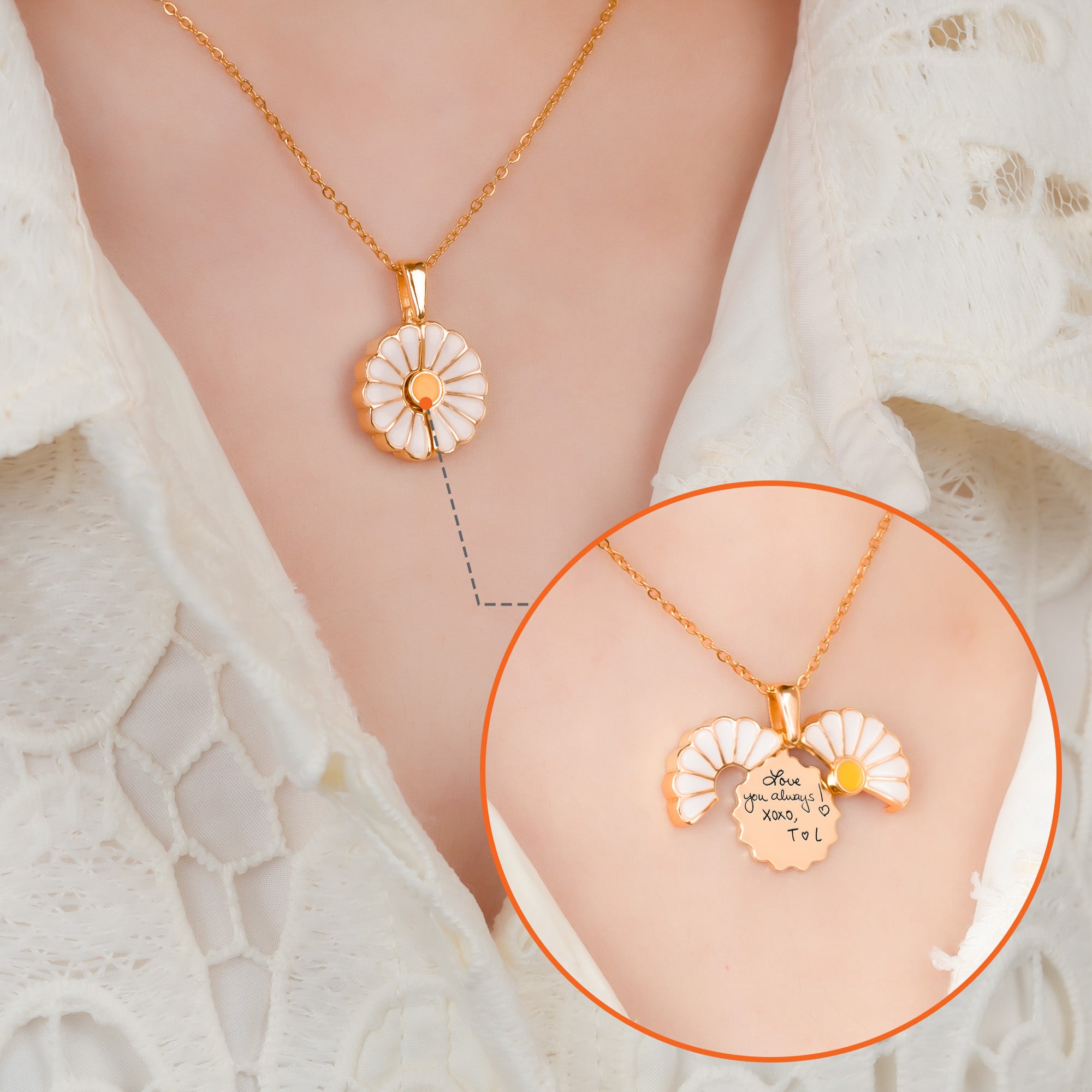 Gift For Loved Ones - Personalized Daisy Necklace With Hidden Message