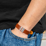 Gift For Men - Personalized Leather Bracelet With Name Beads