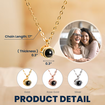 Gift For Mom Grandma Aunt - Personalized Photo Projection Necklace