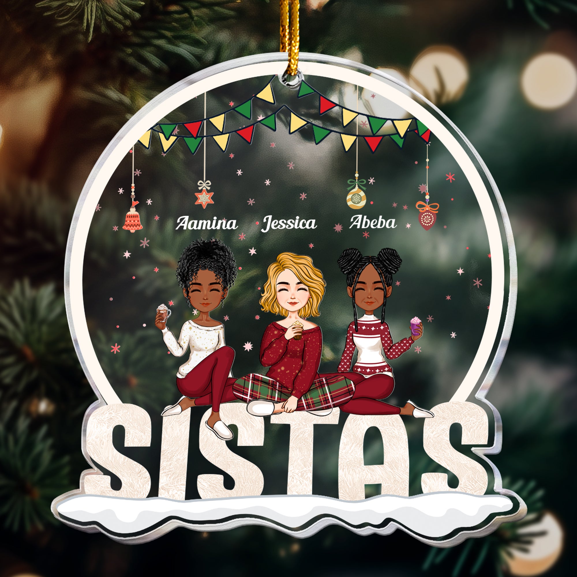 Sistas Forever - Personalized Custom Shaped Acrylic Ornament