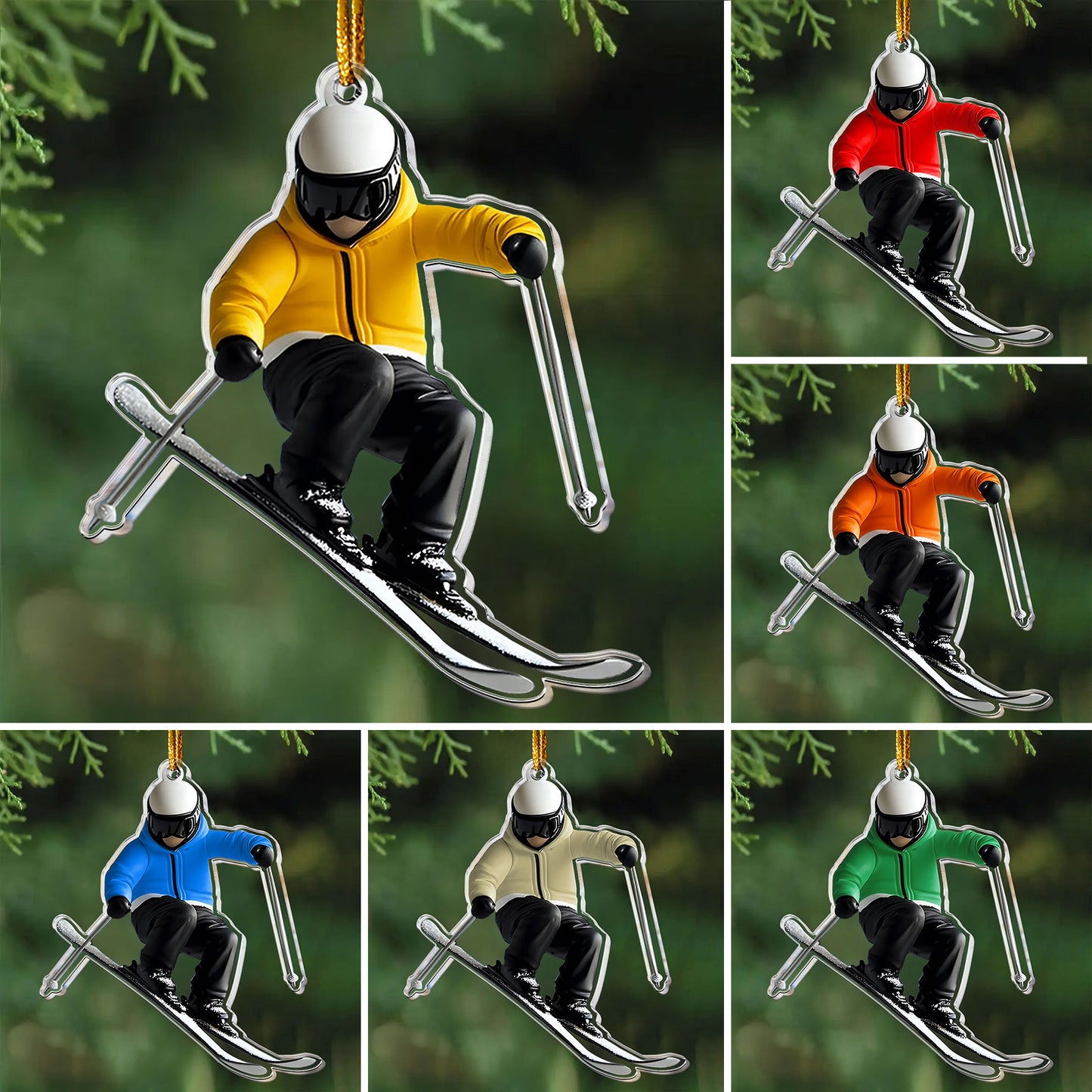 Gift For Skiing Lovers Gift For Skier 2D Flat- Acrylic Ornament