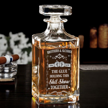 Gift Set Brothers & Alcohol - Personalized Whiskey Glass And Decanter Set