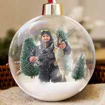  Gift For Fishing Lovers - Personalized Christmas Ball Photo Ornament