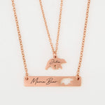 Gift For Mother's Day - Custom Engraved Mama Bear Necklace Set