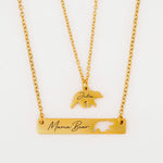 Gift For Mother's Day - Custom Engraved Mama Bear Necklace Set