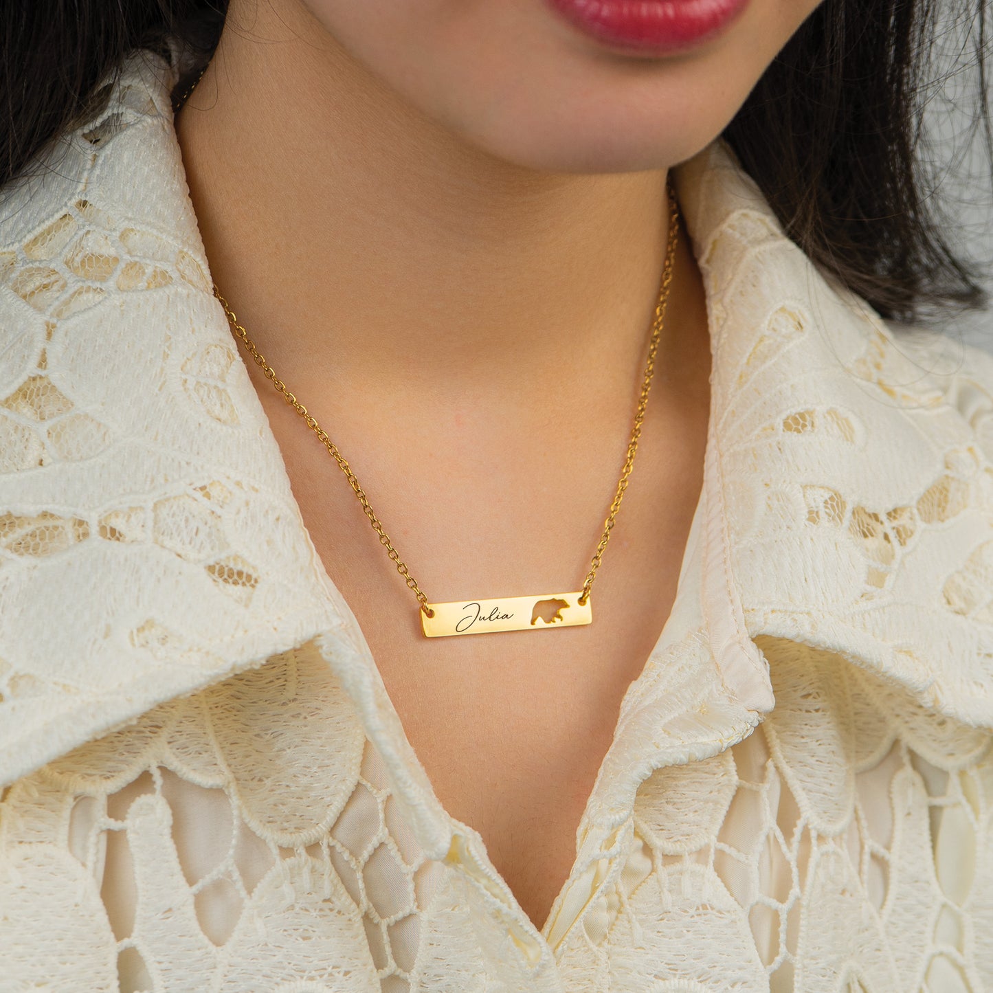 Gift For Mother's Day - Custom Engraved Mama Bear Necklace Set