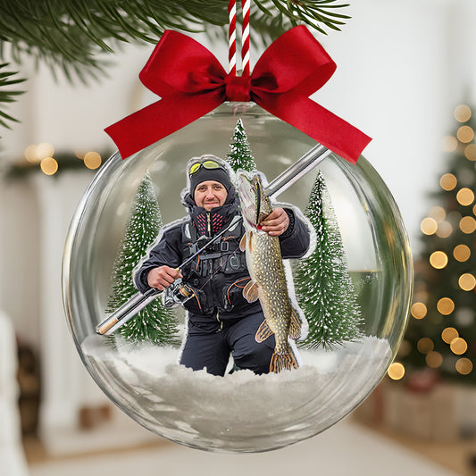 Gift For Fishing Lovers - Personalized Christmas Ball Photo Ornament
