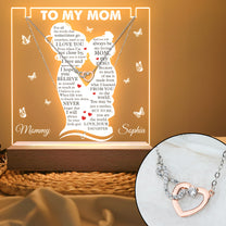 Gifts For Mom From Daughter/Son - Personalized LED Light Acrylic Plaque With Infinity Necklace