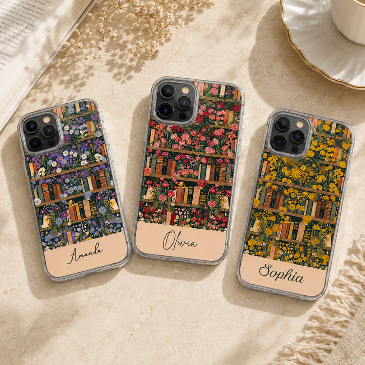 Gifts-For-Book-Lovers-Custom-Name-&-Birth-Flower-Vintage-Style-Personalized-Phone-Case-1