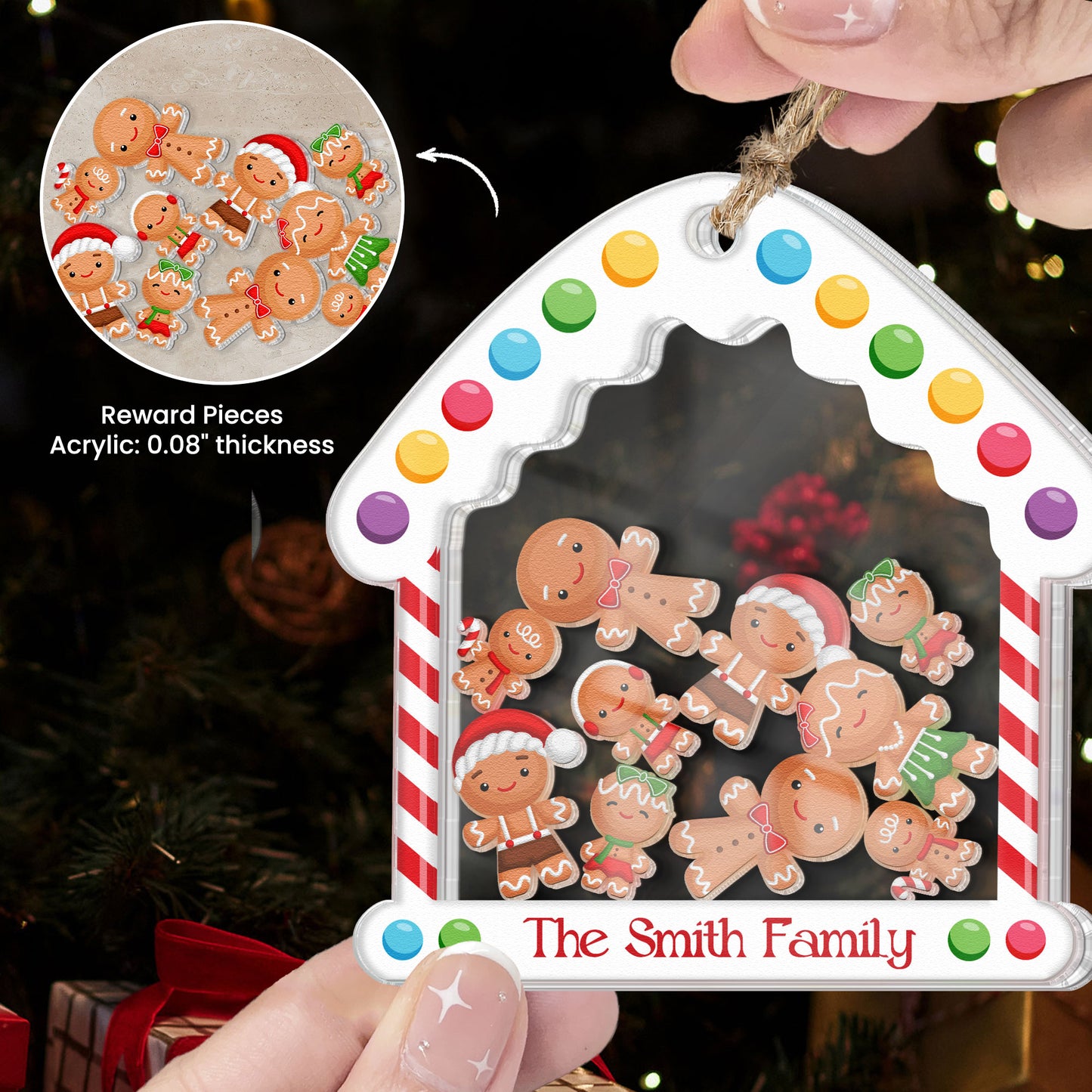 Ginger Siblings - Personalized 3 Layered Christmas Shaker Ornament