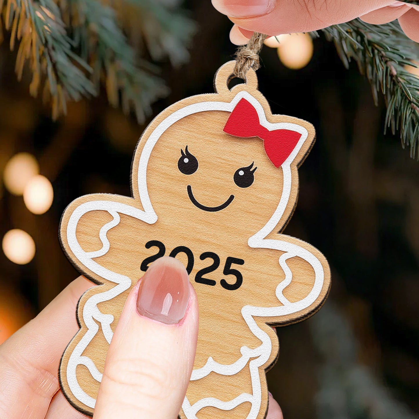 Gingerbread Christmas Cookie - Wooden Ornament