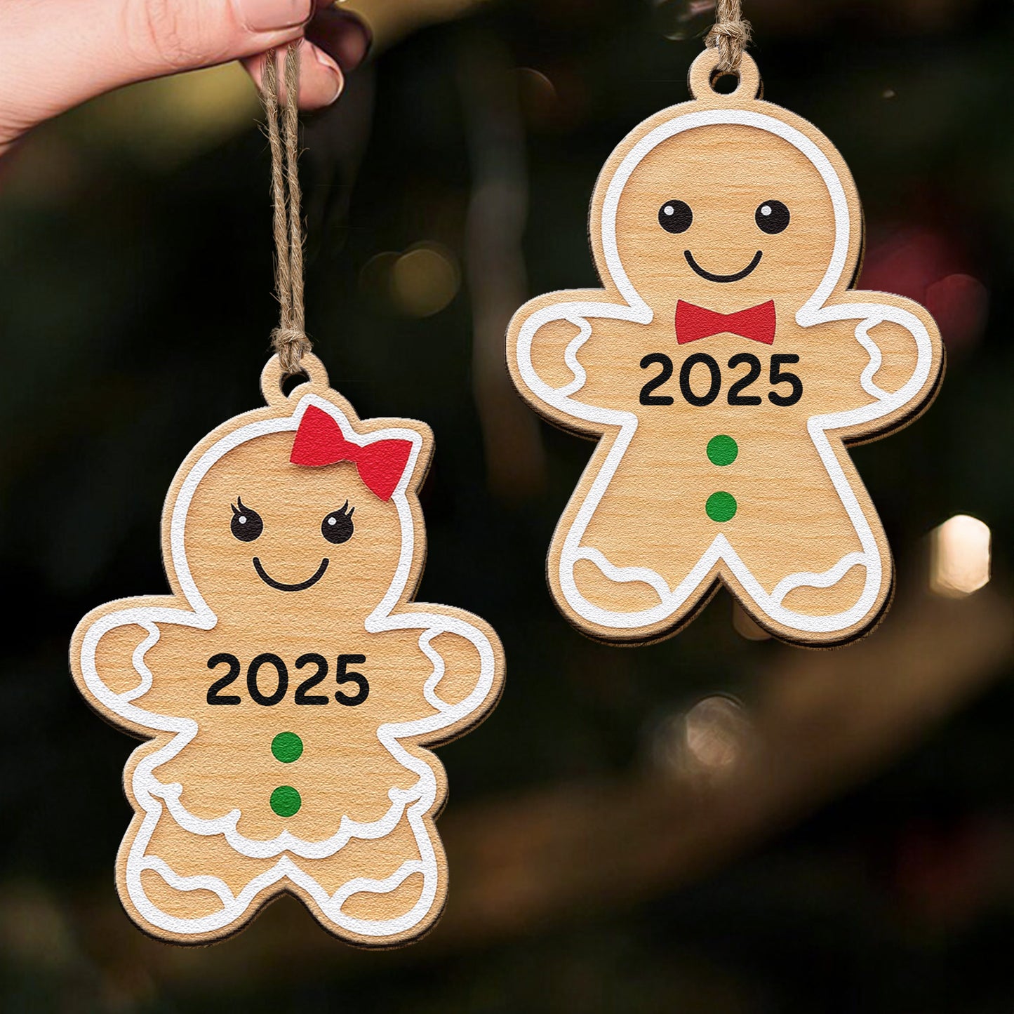 Gingerbread Christmas Cookie - Wooden Ornament