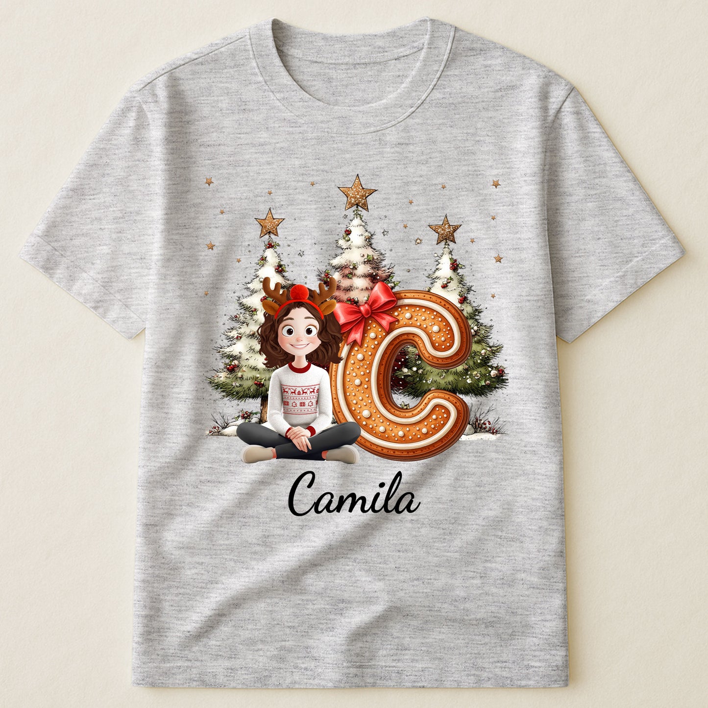 Gingerbread Family Alphabet Christmas Style - Personalized Shirt