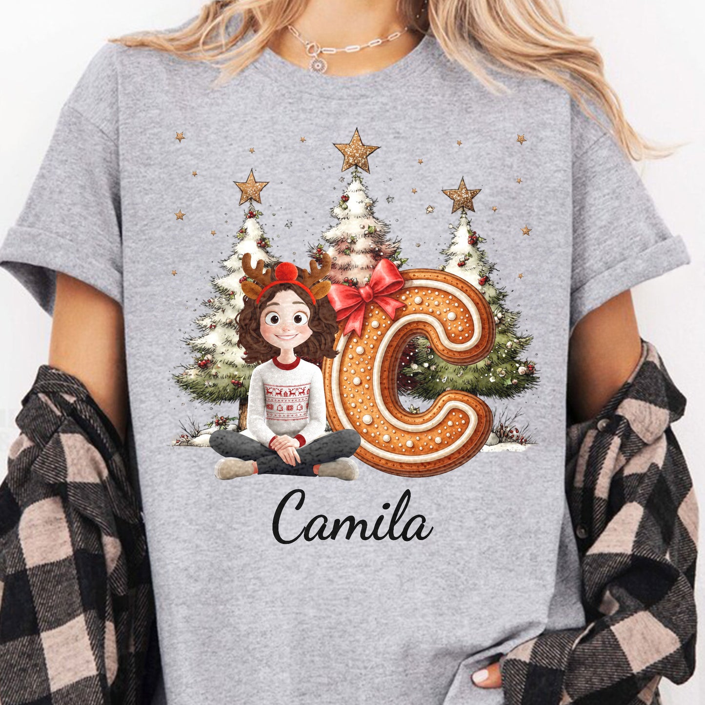 Gingerbread Family Alphabet Christmas Style - Personalized Shirt