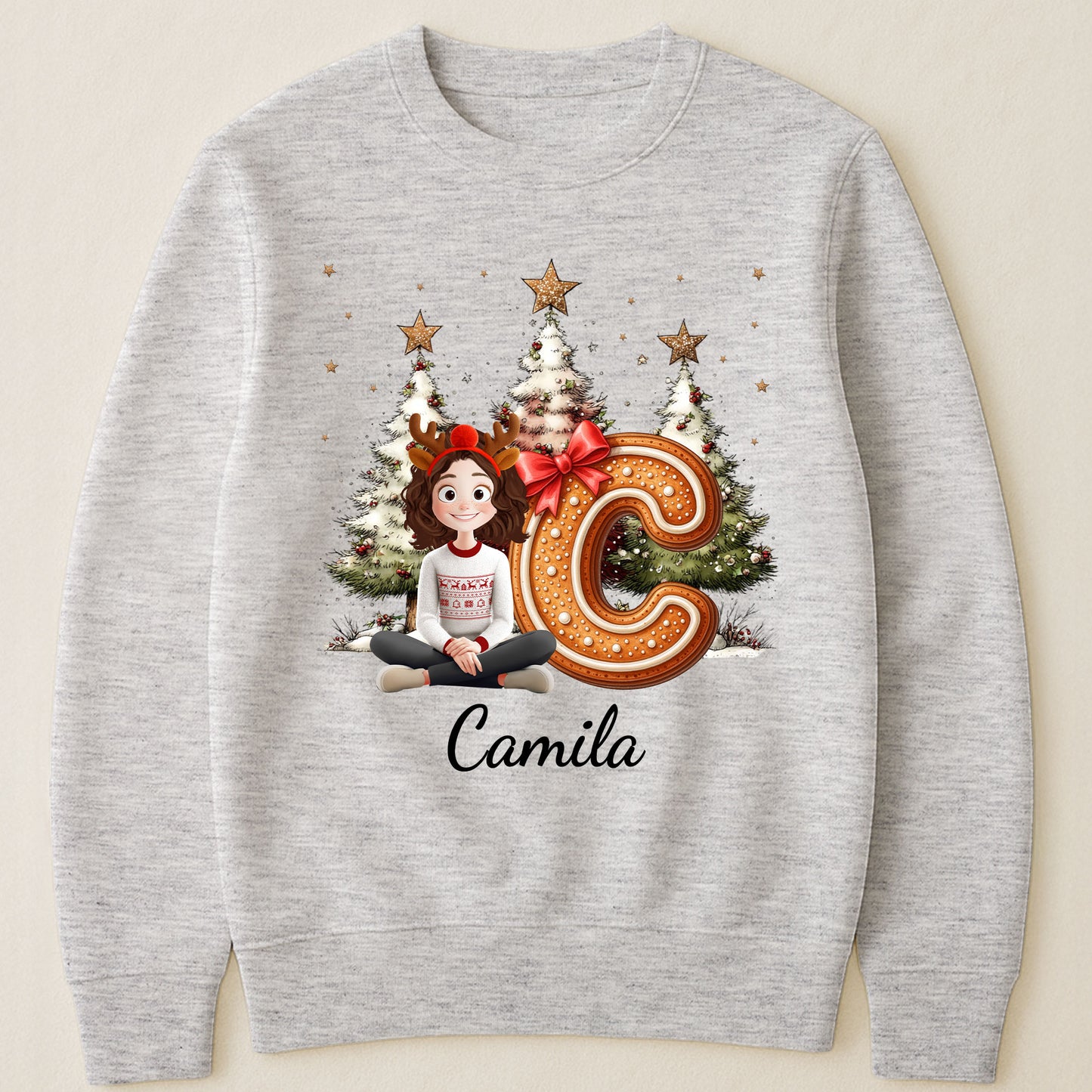 Gingerbread Family Alphabet Christmas Style - Personalized Shirt