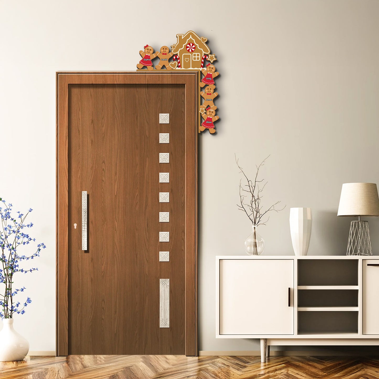 Gingerbread House Christmas Decoration - Personalized Door Corner Wood Sign