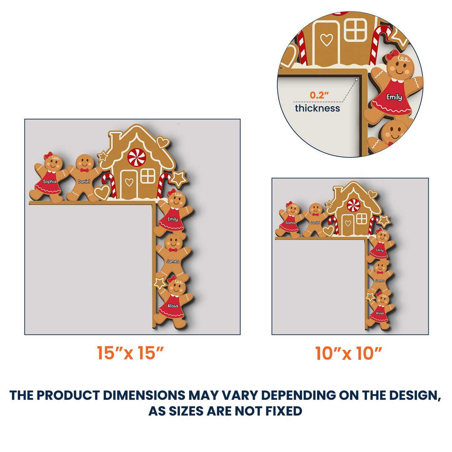 Gingerbread House Christmas Decoration - Personalized Door Corner Wood Sign