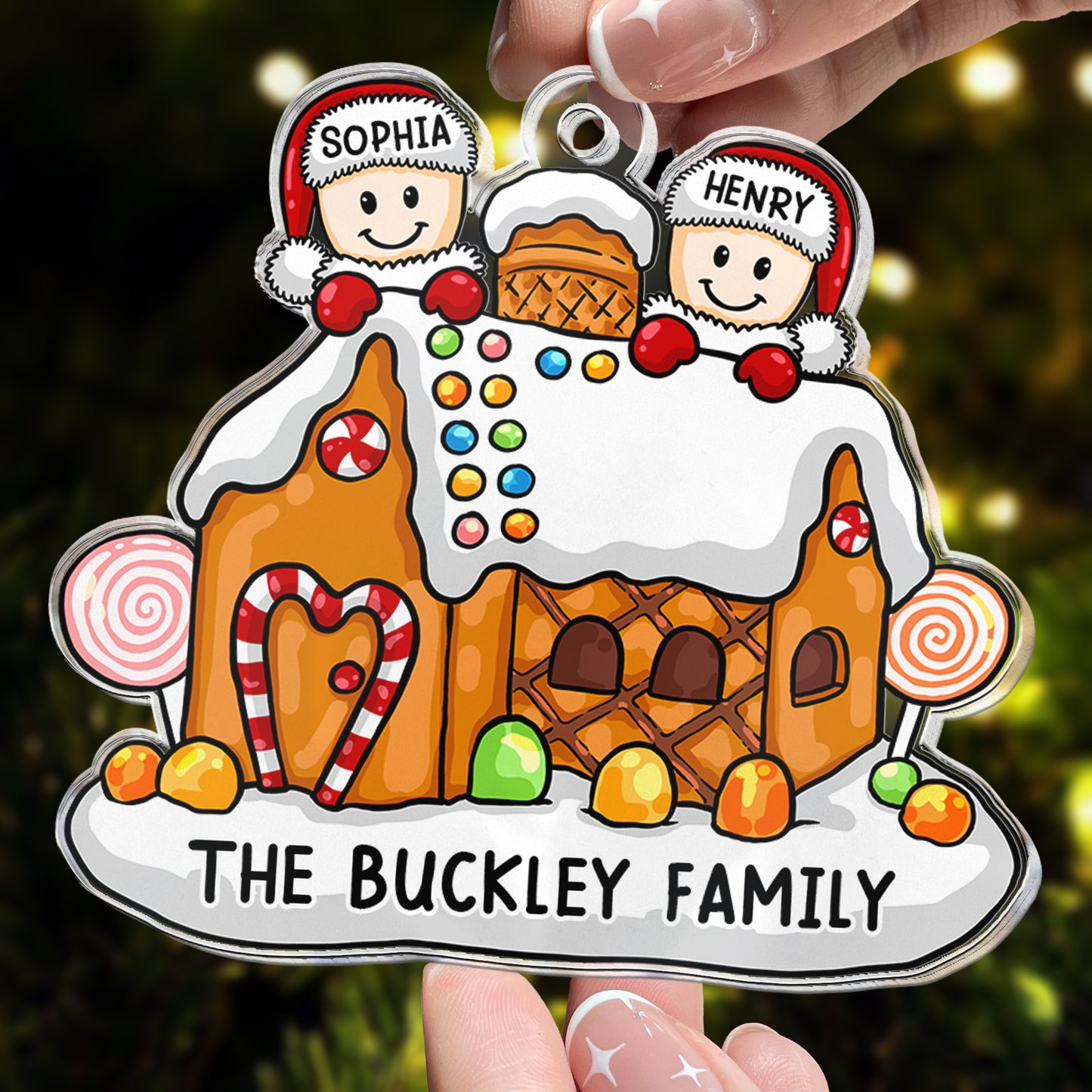 Gingerbread House Family - Personalized Acrylic Ornament