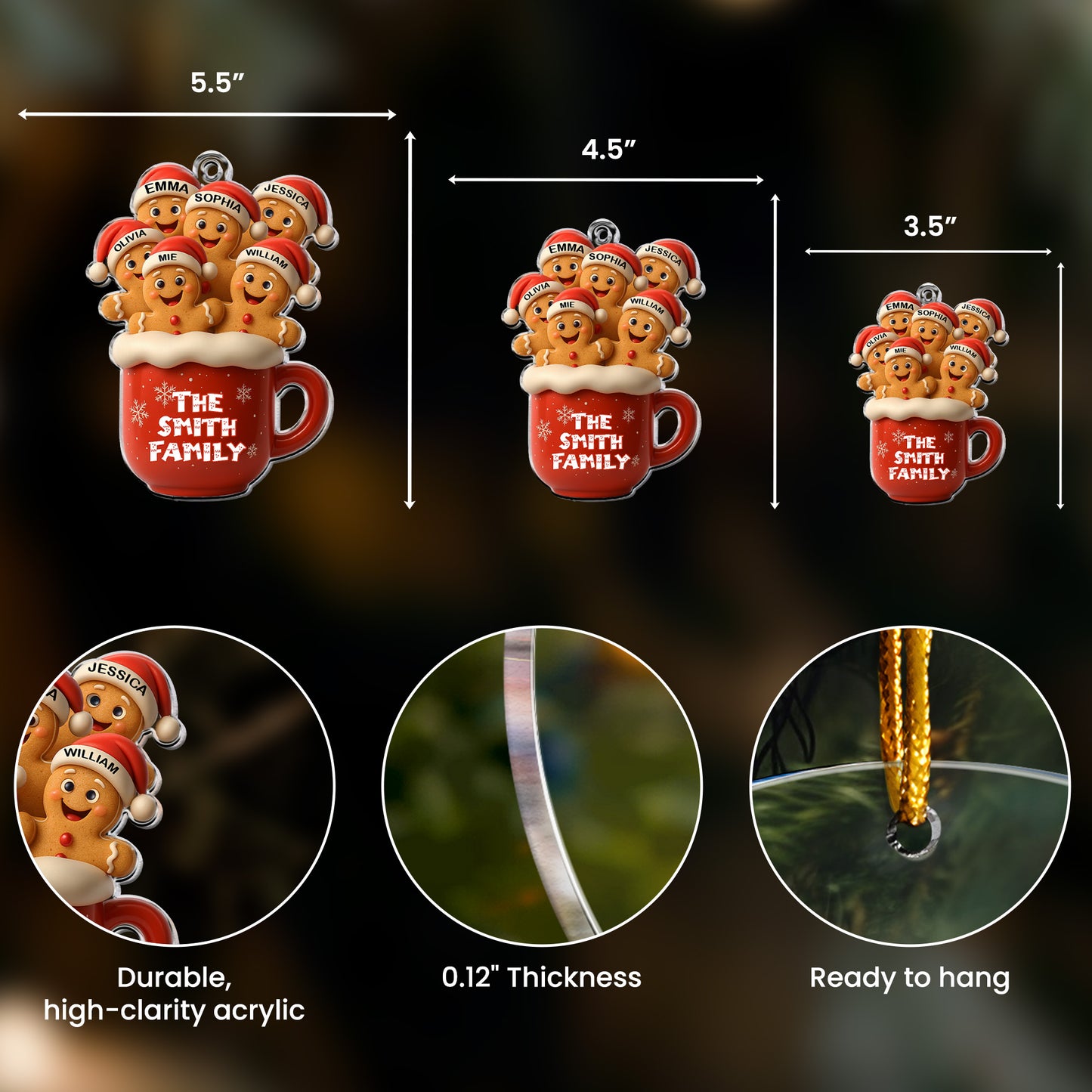 Gingerbread Mug Christmas - Personalized Acrylic Ornament