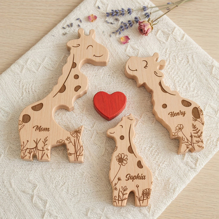 Giraffe-- Family - Personalized -Wooden- Giraffe- Family- Puzzle 4