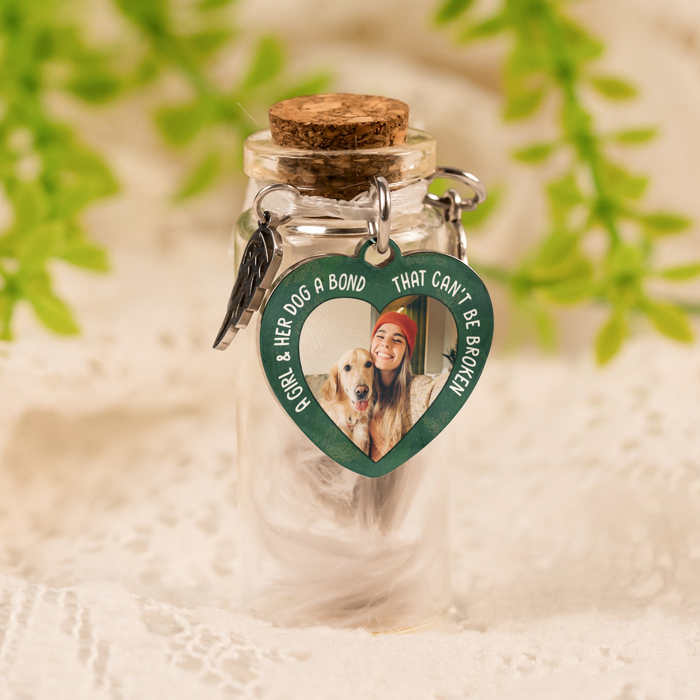 Girl And Dog A Bond That Can't Be Broken - Custom Pet Fur Jar