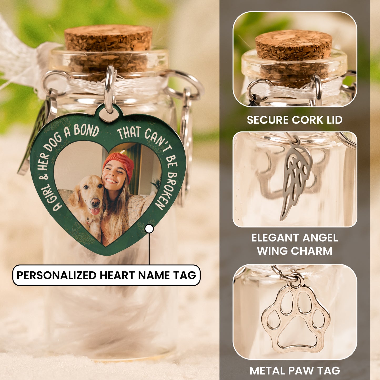 Girl And Dog A Bond That Can't Be Broken - Custom Pet Fur Jar