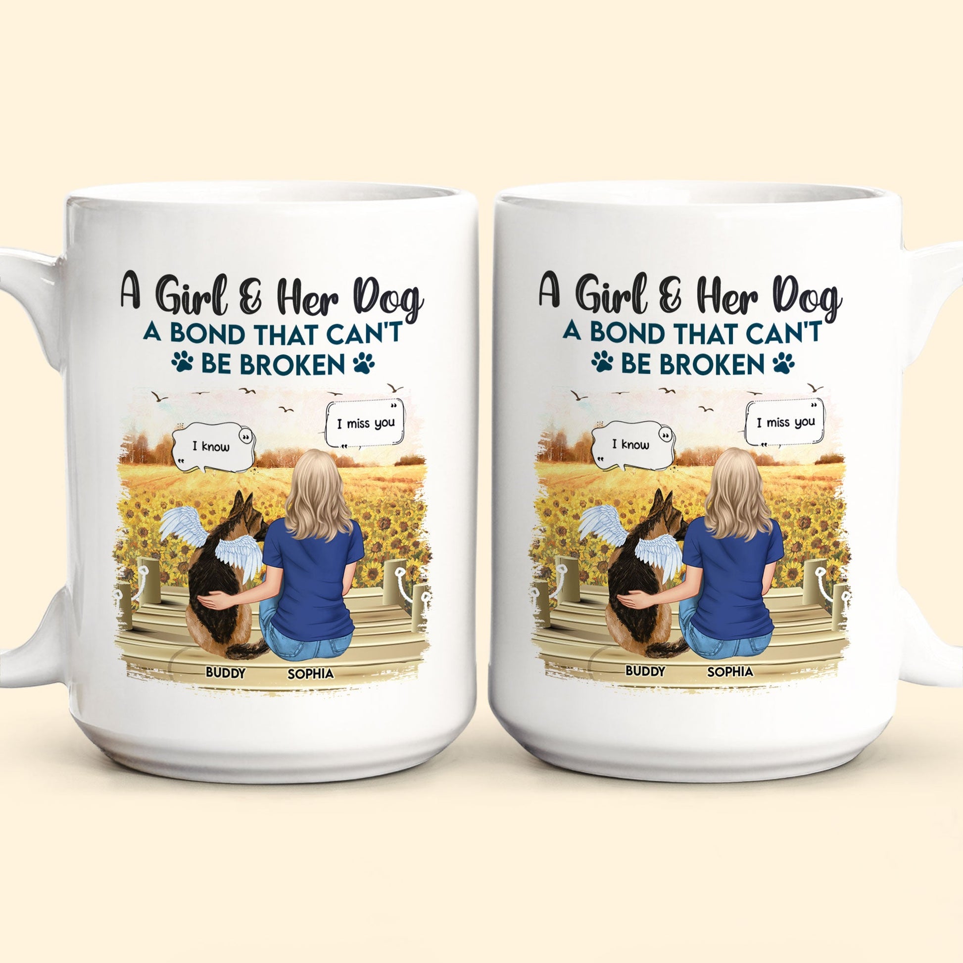 Girl And Dog A Bond That Can'T Be Broken - Personalized Mug