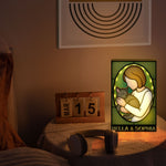 Girl And Her Cat - Personalized LED Night Lamp