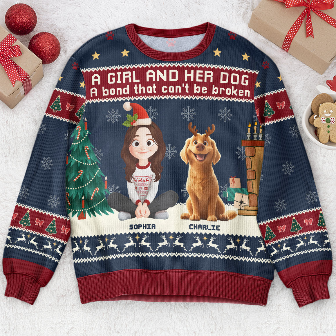 Girl And Her Dog - Bond That Can't Be Broken - Personalized Ugly Sweater