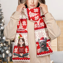 Girl And Her Dog - Personalized Fleece Scarf