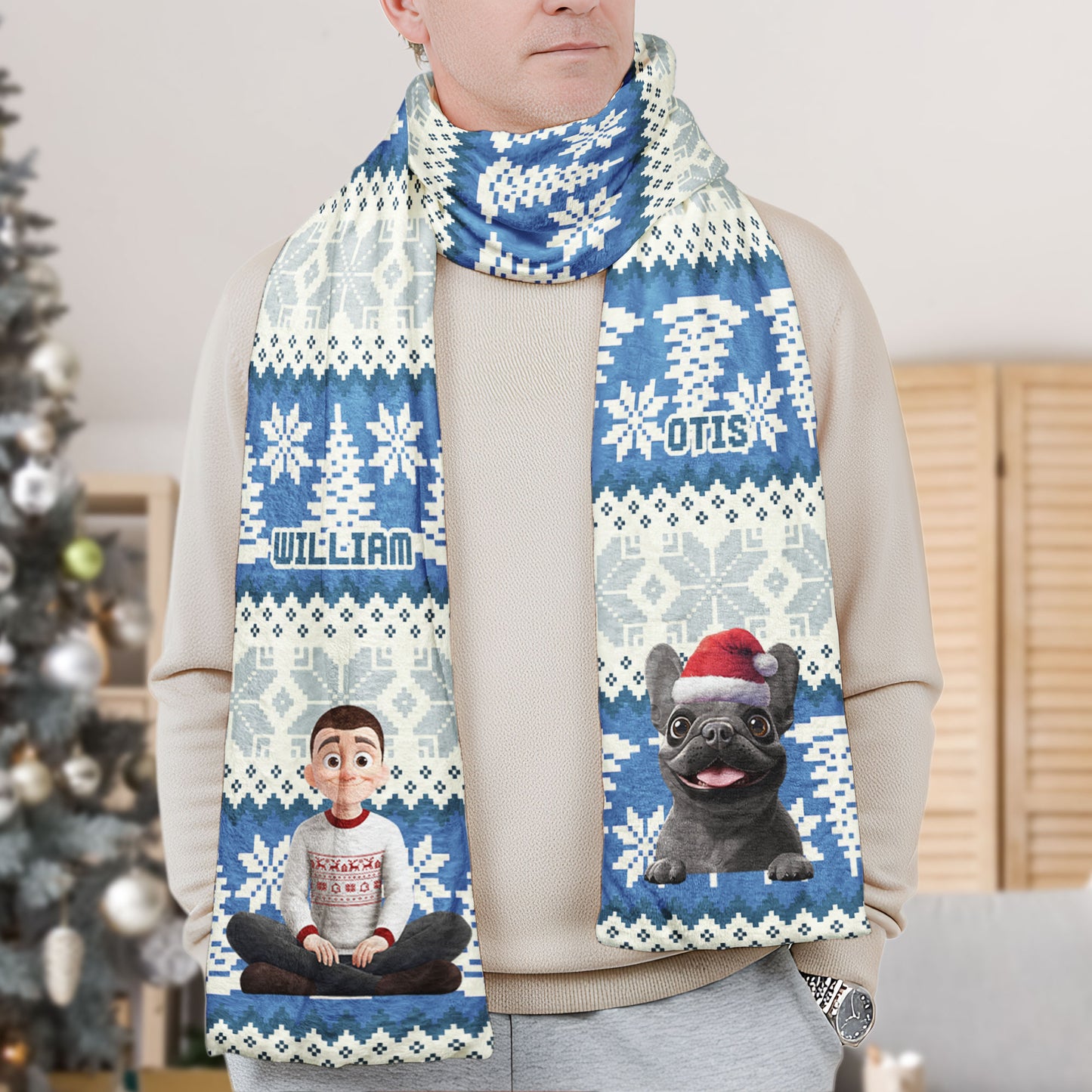 Girl And Her Dog - Personalized Fleece Scarf