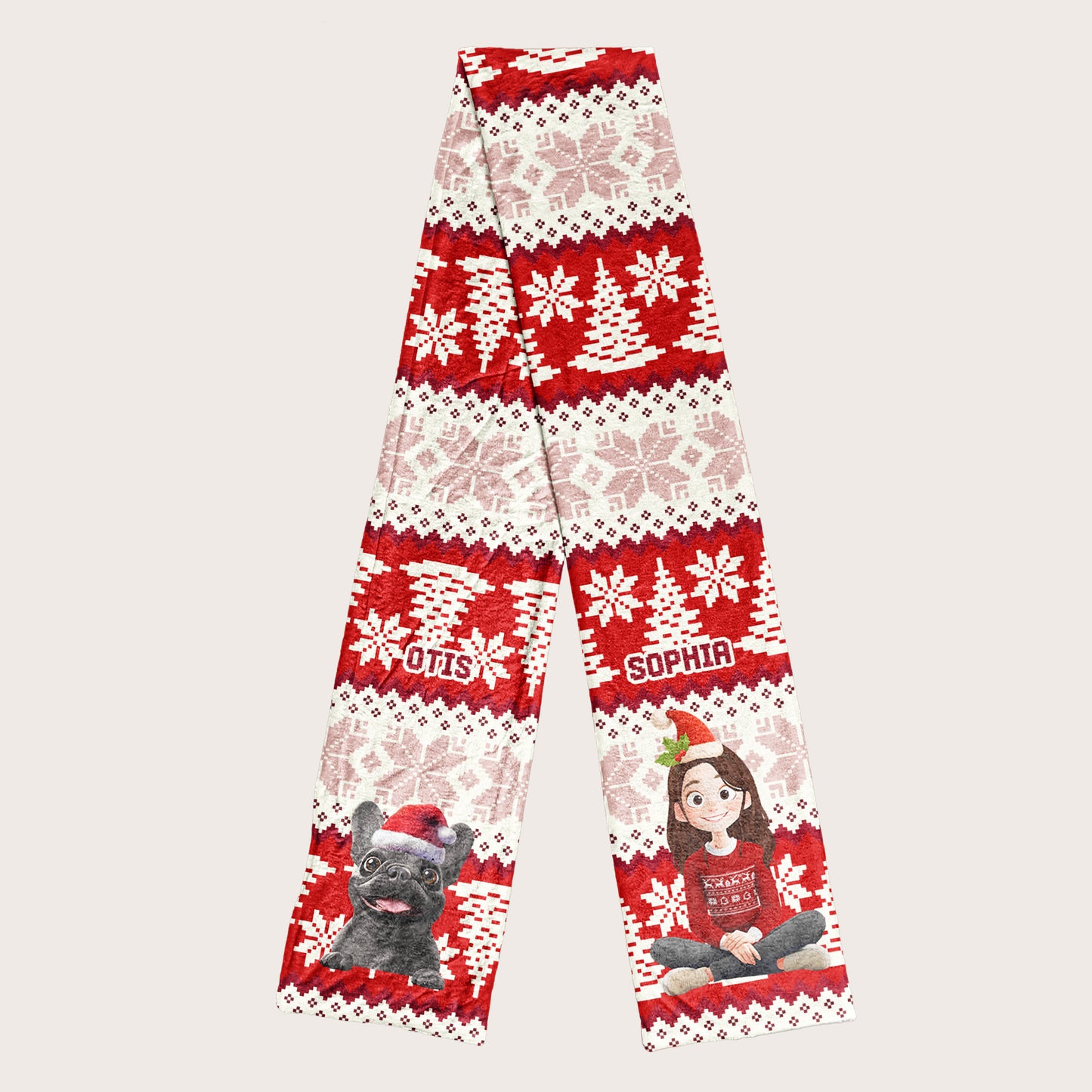 Girl And Her Dog - Personalized Fleece Scarf