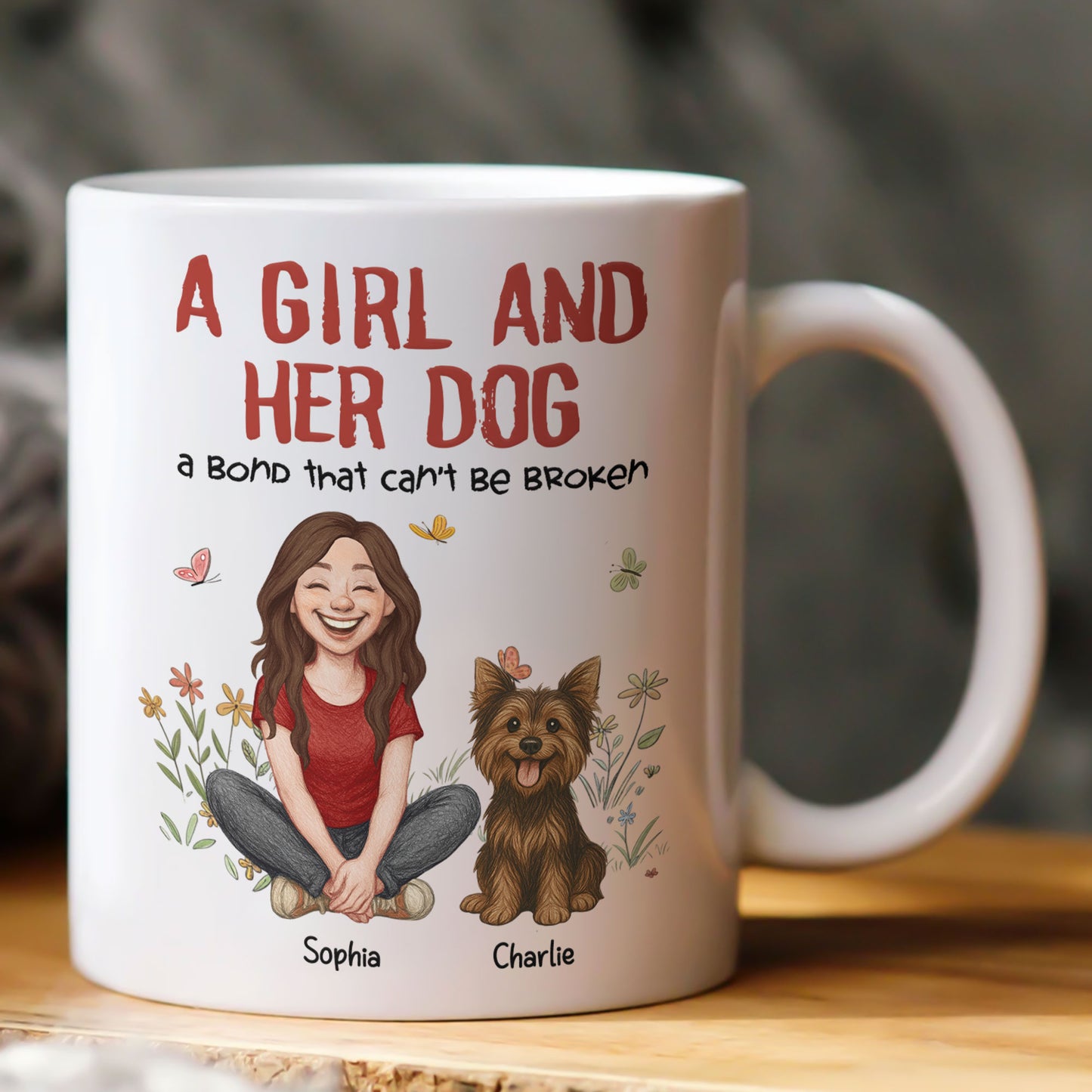 A Girl A Man And Their Dogs - A Bond That Can't Be Broken - Personalized Mug
